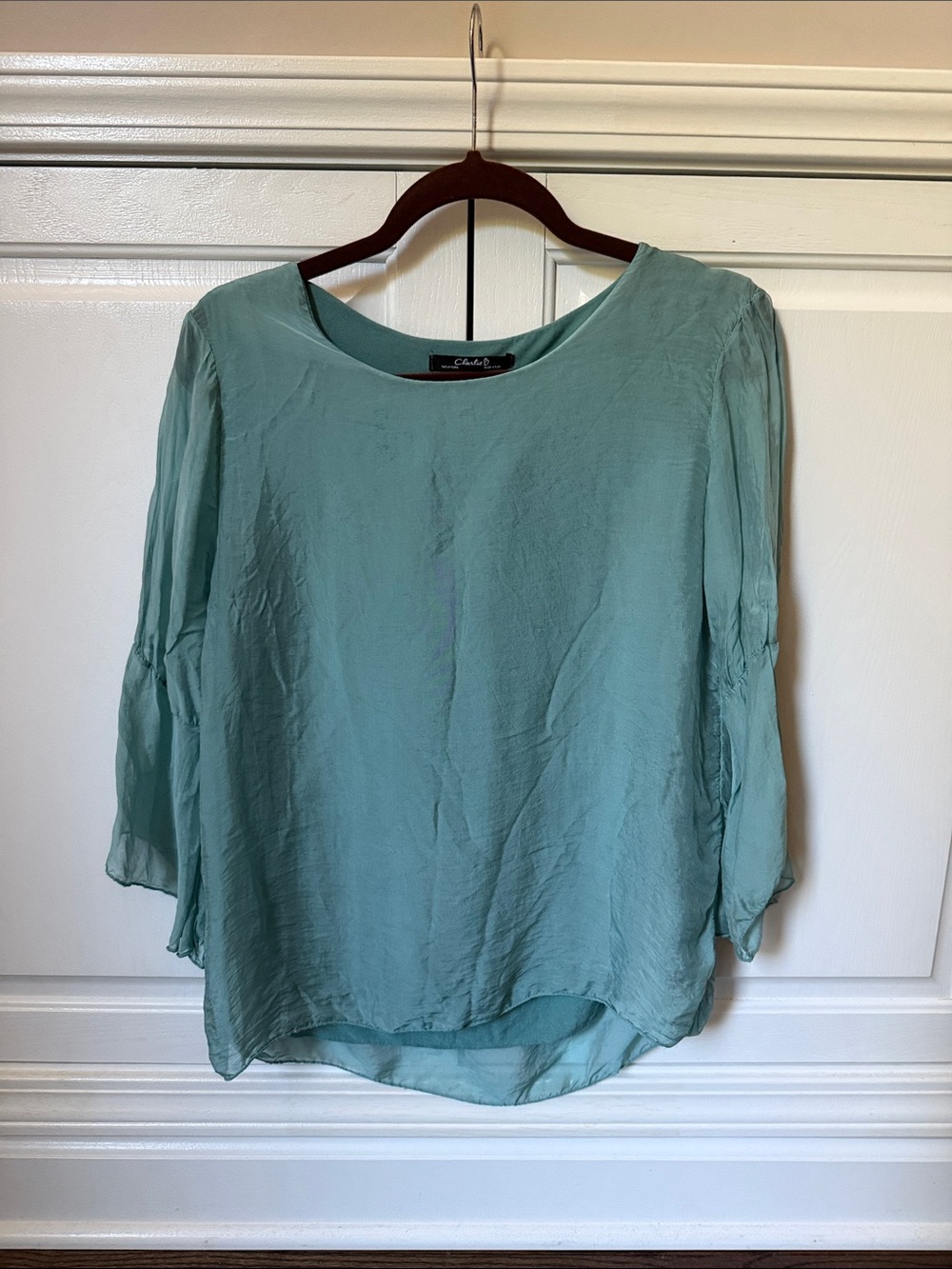 Charlie B Teal Scoop Neck Women's Blouse